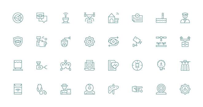 32 Thin Line Designs for Monitoring Icons Complete Icon Set for Mobile Apps vector