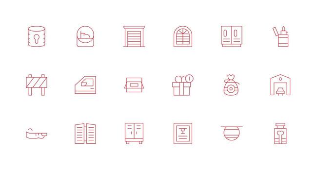 Closed including 18 Minimal Line Illustrations Fully Editable Icon Set for Web vector