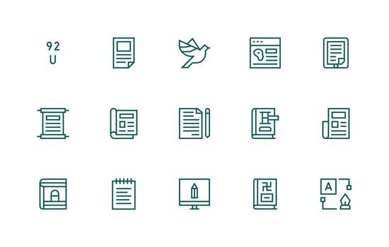 15 Icons for Text in Regular Line Format Organized Icon Pack for Quick Access vector
