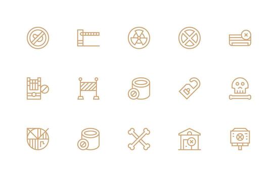 hacer no entrar presentando 15 íconos en regular línea diseño básico icono serie vector