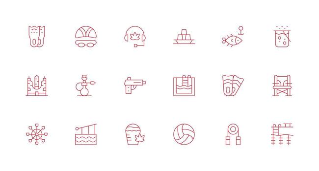 Minimal Line Style Recreational Icons with 18 Vectors Fully Editable Icon Set for Web