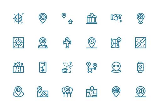 Coordinates Design Icons featuring 24 in Thick Line Line Style Flexible Icon System for Web Interfaces vector