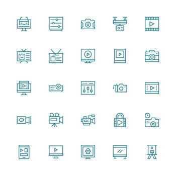 featuring 25 Icons in Medium Stroke Outline Design Customizable Icon Series for Mobile Screens vector