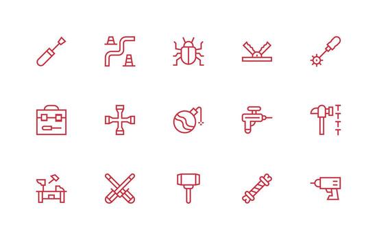 reparando visual paquete conteniendo 15 regular línea íconos claro y conciso icono conjunto colección vector