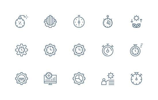 eficiencia diseño íconos presentando 15 en regular línea estilo web icono colección vector