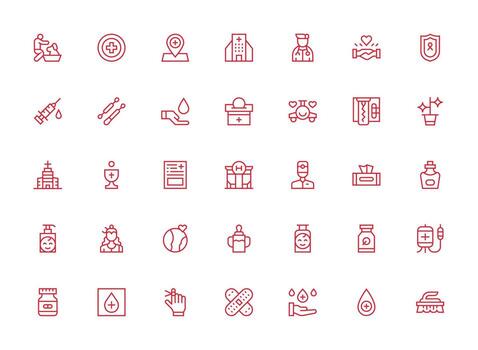 Regular Clean Line Style Care Icons with 35 Vectors Clean Icon Collection for Web Use