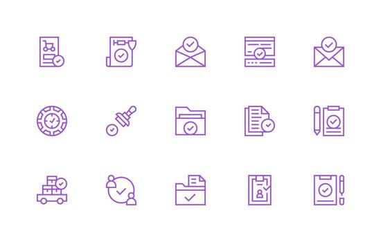 15 Regular Line Icons for Accepted Graphics Neat Icon Set vector
