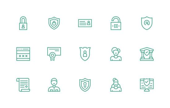 15 íconos para autenticación en regular línea formato digital producto íconos para rápido entrega vector