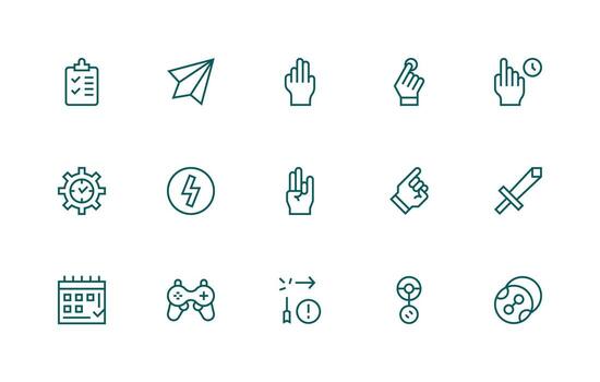 Action Icon Set with 15 Regular Line Graphics Icon Collection Set vector