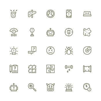 Problem Icon Collection with 25 Medium Stroke Outline Designs Professional Icon Set vector