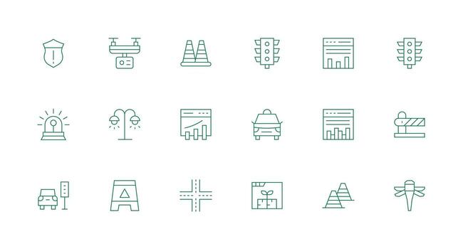 18 Minimal Line Designs for Traffic Icons Scalable Icons for Cross-Platform Interfaces vector