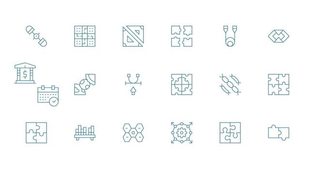 Minimal Line Style Interlocking Icons with 18 Vectors Clean Icon Pack