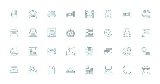 32 Icons for Rest in Thin Line Format Versatile Icon Collection for Designers vector