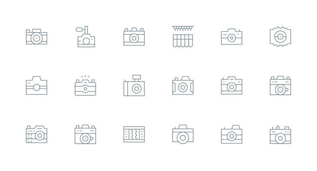 Shutter Icon Set with 18 Minimal Line Graphics All Device Compatible Icon Set vector