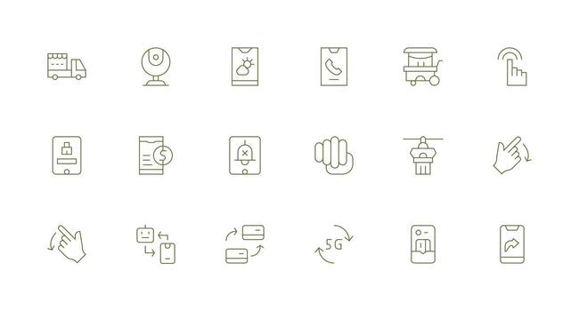 Mobile Set with 18 Minimal Line Icons Neatly Designed Icons for Web Platforms vector