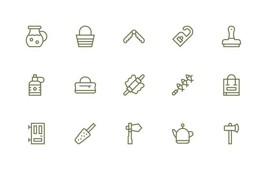 15 Regular Line Designs for Handle Icons Simple Icon Pack vector