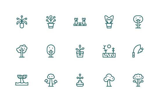 15 Roots Icons in Regular Line Aesthetic UI-Ready Icon Collection vector