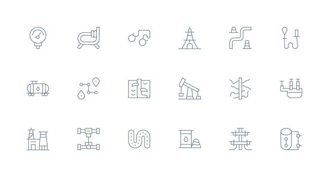 18 mínimo línea vectores para tubería tema ui y ux enfocado icono colección