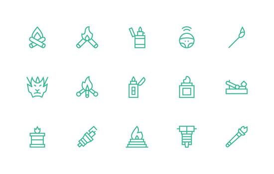 Ignition Icon Set with 15 Regular Line Graphics High-Resolution Icons for Any Platform vector