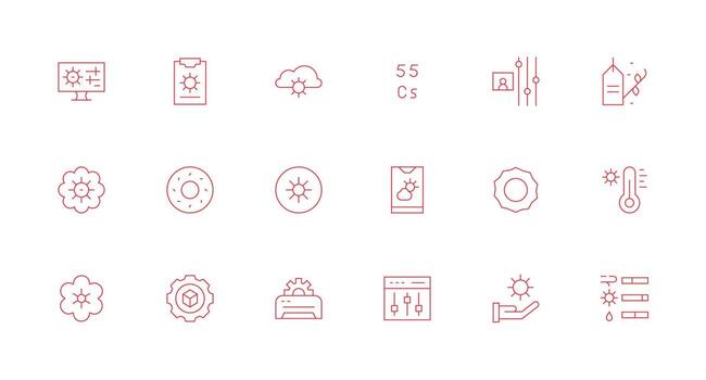 18 íconos para parámetros en mínimo línea formato organizado paquete para proyecto bienes vector