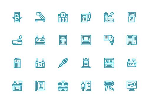 Terminal Set with 24 Thick Line Line Icons Minimal Icon Set for Interface Projects vector