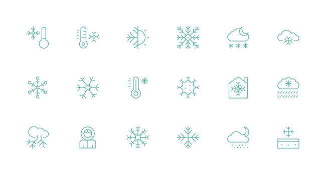 escarcha conjunto con 18 mínimo línea íconos plano icono conjunto vector