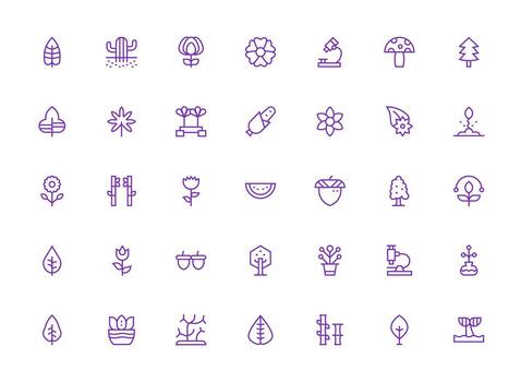 Botany Set with 35 Regular Clean Line Icons High-Resolution Icons for Any Platform vector