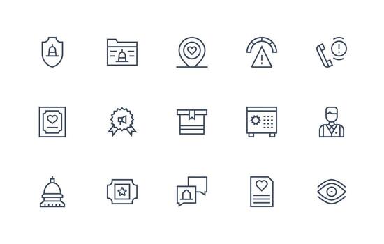 Important Icon Set with 15 Regular Line Graphics Quick Access Icons for UI Development vector