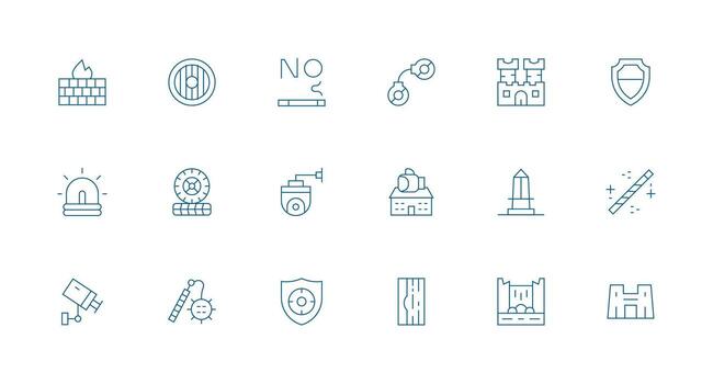 seguridad sistema icono conjunto con 18 mínimo línea gráficos neutral estilo íconos para ninguna proyecto vector