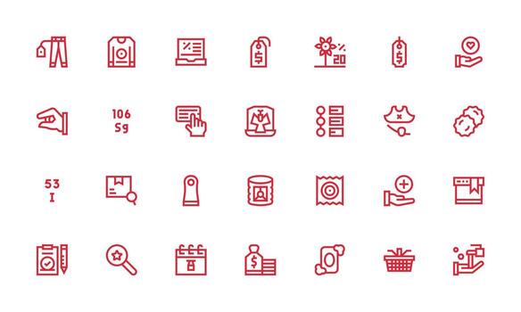 articulo icono colección con 28 negrita línea diseños usuario interfaz íconos para digital productos vector