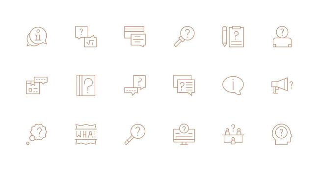 aclaración icono colección con 18 mínimo línea diseños reutilizable icono conjunto vector