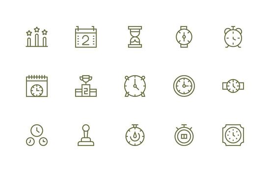 15 Second Icons in Regular Line Aesthetic Functional Icon Series vector