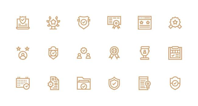 Verified Icon Collection with 18 Strong Stroke Line Designs Quick Access Icons for UI Development vector