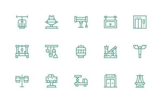 15 Icons for Lift in Regular Line Format Multi-Style Icons for Creative Projects vector