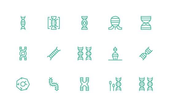 15 Icons for Biochemistry in Regular Line Format Simple Icon Pack vector