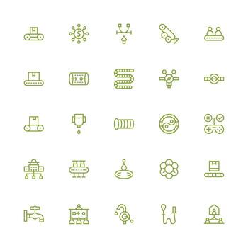Flow featuring 25 Icons in Medium Stroke Outline Design Clear and Concise Icon Set Collection vector