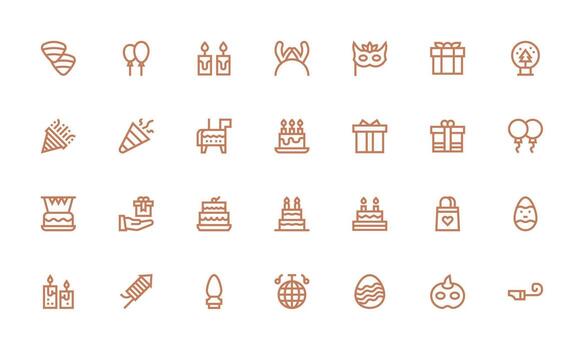 Bold Line Icons from Festive Set with 28 Vectors Clean Icon Collection for Web Use