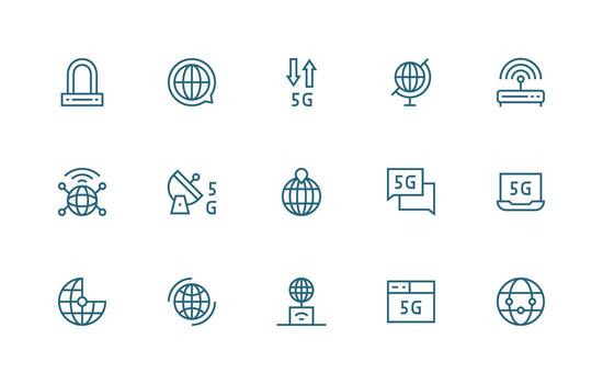 regular línea íconos desde Internet acceso conjunto con 15 vectores alta calidad icono paquete