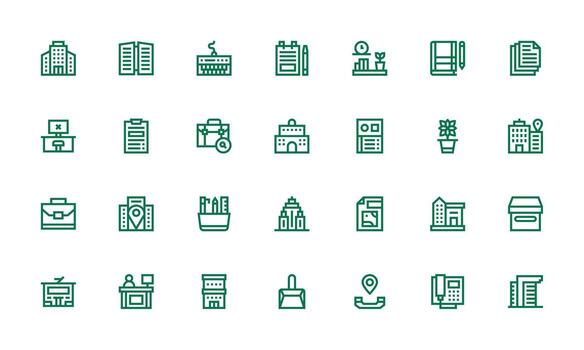 Bold Line Icons from Office Set with 28 Vectors Sharp Icons for Presentations