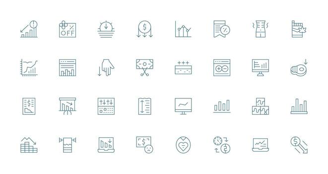 32 Icons for Decrease in Thin Line Format Icons Built for Visual Consistency Pack vector