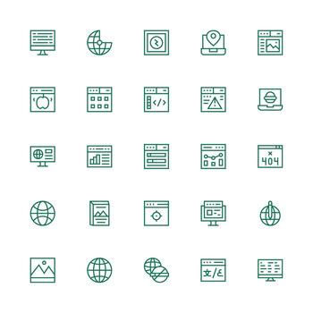 25 Medium Stroke Outline Icons for Website Graphics Multi-Purpose Icon Set vector
