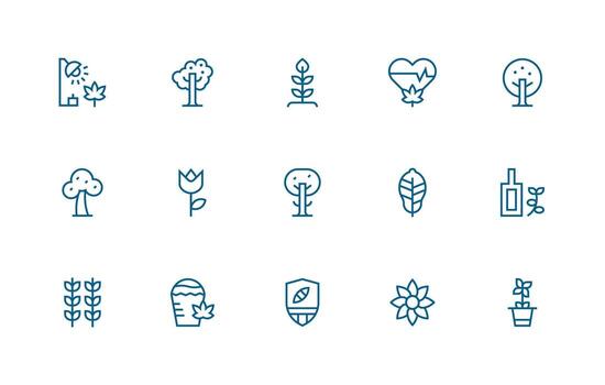 15 regular línea íconos para hoja gráficos sencillo icono paquete vector