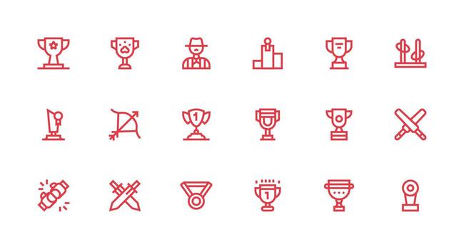 concurso conjunto con 18 fuerte carrera línea íconos escalable íconos para multiplataforma interfaces vector