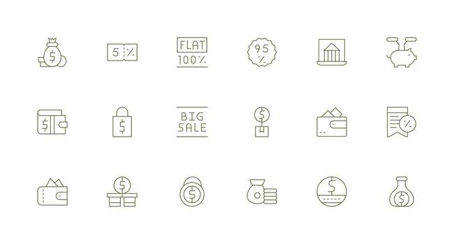 18 Minimal Line Vectors for Savings Theme Multi-Style Icons for Creative Projects