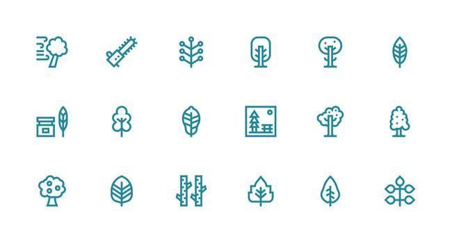 18 Strong Stroke Line Icons for Tree Graphics Icon Set for Apps vector