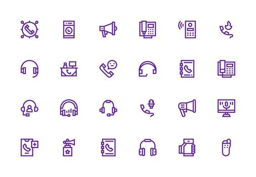 Call Icon Collection with 24 Thick Line Line Designs Multi-Style Icons for Creative Projects vector