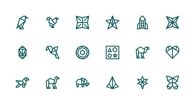 Polygon Icon Collection with 18 Strong Stroke Line Designs Complete Icon Bundle for Web Design vector