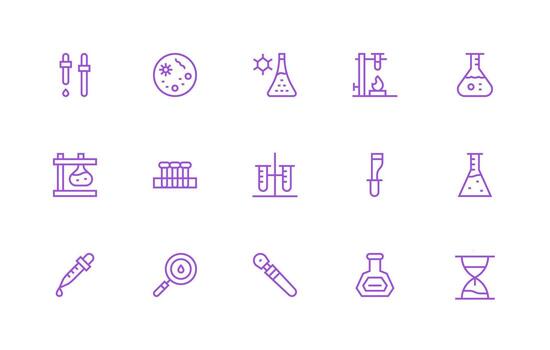 Research Lab including 15 Regular Line Illustrations Complete Icon Bundle for Web Design vector