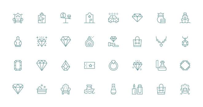 Luxury Visual Pack containing 32 Thin Line Icons Simple Icons for Interface and Wireframes vector