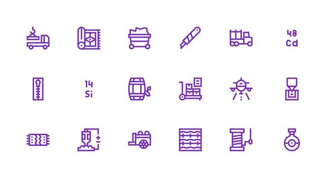 Material Visual Pack containing 18 Strong Stroke Line Icons Interface Icon Collection for Daily Projects vector
